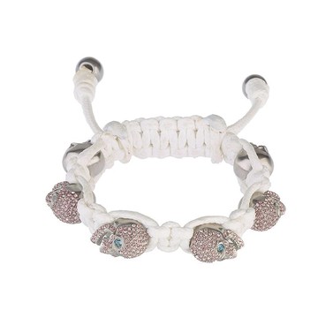 超值優惠85折｜白水鑽藍眼銀骷髏白色手環 尺寸_S