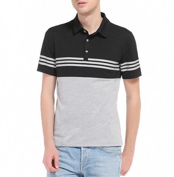 FINDSENSE MD 時尚 男 歐美 撞色 條紋 翻領 POLO衫 大碼 休閒 打底短T 短袖T恤 特色短T