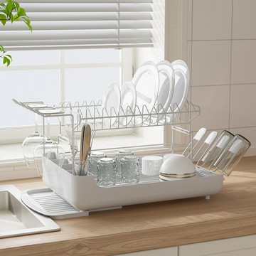 ??快速出貨?? 公司貨 雙層瀝水碗碟架 碳鋼多功能碗筷瀝水收納臺面廚房瀝水碗碟架