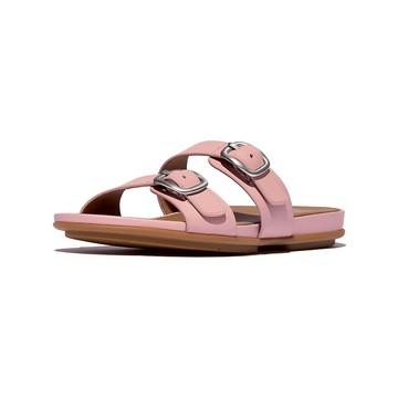 GRACIE 扣環皮革雙帶涼鞋-腮紅色