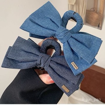 🔥臺灣出貨🔥【店鋪熱銷】牛仔布藝髮夾女時尚蝴蝶結夾子頭飾後腦勺盤髮抓夾大號鯊魚夾髮卡