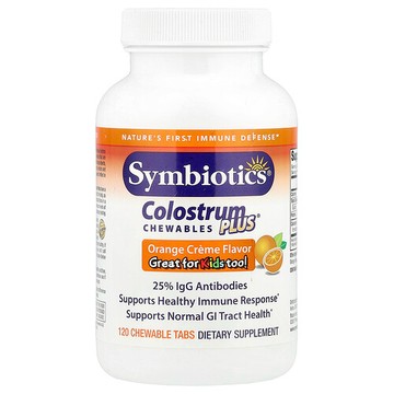 Symbiotics, 牛初乳加強配方，柳丁奶油味，120 咀嚼片