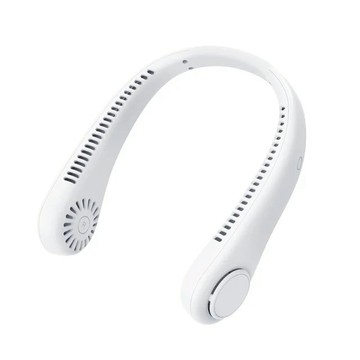 【日本代購】頸部風扇迷你空氣冷卻器無葉 USB 充電電風扇 ABS 便攜式戶外 2000mAh 夏季辦公室家用通風機