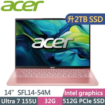 ACER Swift Lite SFL14-54M-73E9 幻境粉(Ultra 7 155U/32G/2TB SSD/14吋WUXGA/W11)特仕