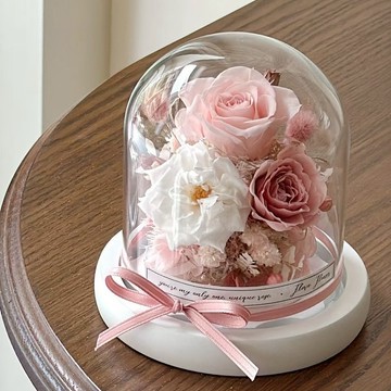 情人節【Flora Flower】七夕Valentines Day 迷你款永生花夜燈-桃樂絲粉 情人節 生日 禮物 永生花 乾燥花