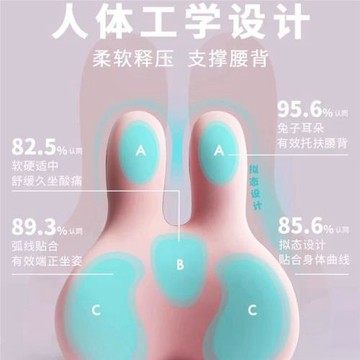 幾何符號大頭兔護脊腰靠汽車坐墊靠背護腰墊加厚坐墊支撐腰部