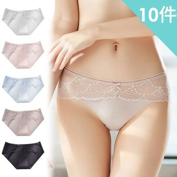 【Dylce 黛歐絲】10件組-現貨-性感俏皮波浪蕾絲拼接低腰內褲/性感內褲/女內褲/無痕內褲(顏色隨機)