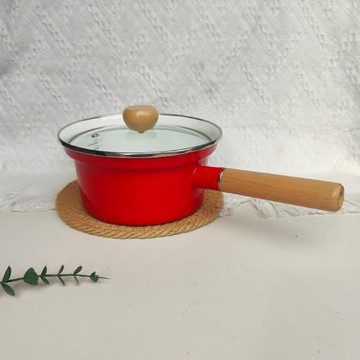 夸進外貿現貨批發搪瓷琺瑯單柄奶鍋煮面鍋寶寶輔食鍋煤氣電爐通用