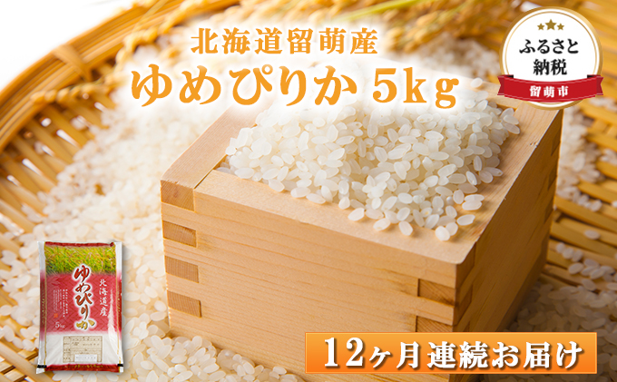 米 定期便 12ヶ月 ゆめぴりか 5kg 特A 北海道 留萌産 お米 白米　