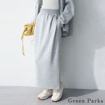 〈Green Parks〉腰部收褶 I 字形剪裁長裙