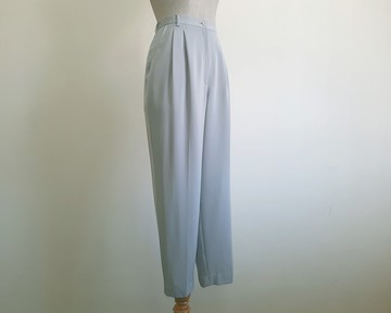 復古灰色打褶長褲 女款 高腰 錐形褲 XS S 25 26