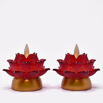 【新韻傳音】金座蓮花燈(一對)｜充電款｜蓮花電子蠟燭燈 電子蠟燭燈 供燈 拜拜供神 祈福 蓮花燈 長明燈 Y205