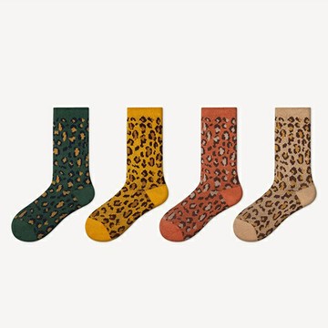 現貨+預購 中筒襪棉襪4雙裝-時尚豹紋個性休閒中筒男女襪子4色74fs17【獨家進口】【米蘭精品】