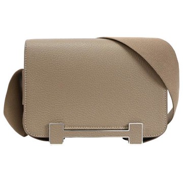 HERMES Geta Bag Mysore H標誌山羊皮翻蓋肩/斜背包.大象灰