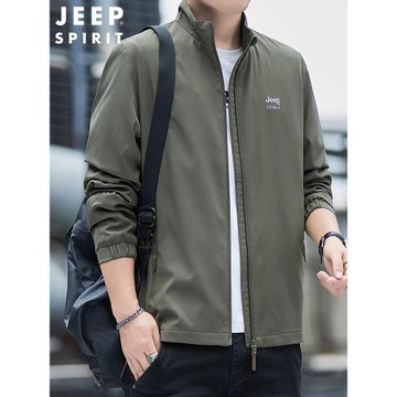 吉普JEEP外套男春秋季商務休閑夾克男士寬松潮立領衣服男裝上衣