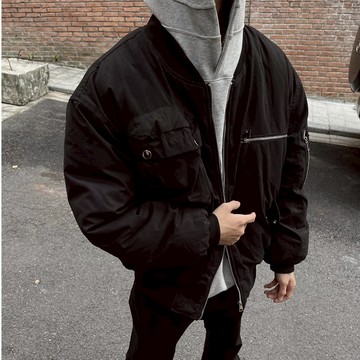 美式高街飛行員夾克棉服外套男 冬季加厚潮牌寬鬆情侶工裝棒球上衣男