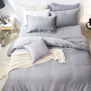 【DUYAN 竹漾】60支萊賽爾天絲雙人/雙人加大床包被套四件組 / 芝麻霧灰 台灣製雙人