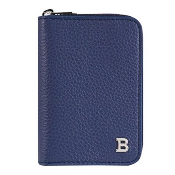 BALLY 6310111 BALEE 金屬B LOGOㄇ字拉鍊卡片零錢包.深淵藍