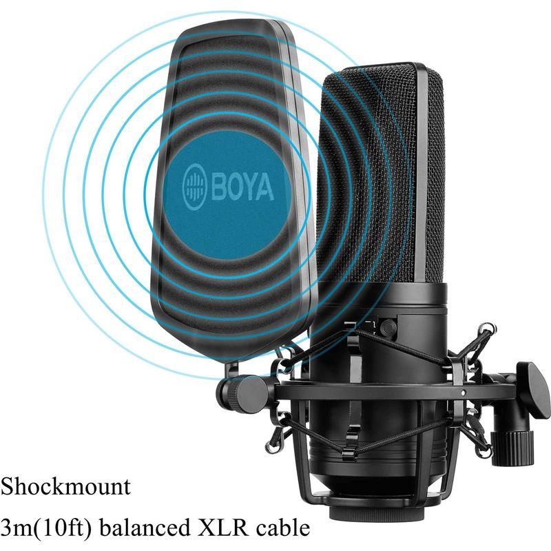BOYA BY-M1000 歌手 スタジオレコー ディングのためのプロフェッショナル 大型マイクキット 全方向性の 二重層 ポップフィルター