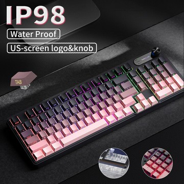 FURYCUBE IP98機械手感防水鍵盤電腦游戲電競高顏值有線靜音鍵盤【Snowbelle優選】