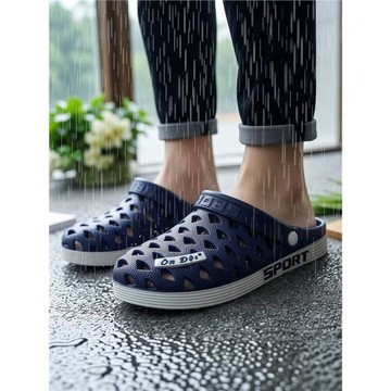 原裝進口越南拖鞋包頭鏤空乳膠洞洞鞋男柔軟透氣不臭腳防滑沙灘鞋