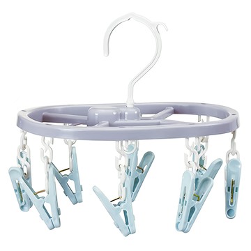 KOKUBO 小久保橢圓曬衣架8夾 顏色隨機 23.5 x 15.5 x 3cm 一次晾曬多件小物件  1個