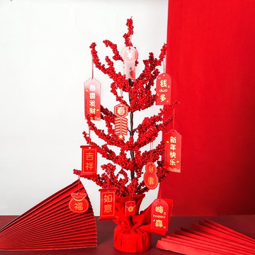 免運/快速出貨 發財樹紅果聚財樹新年裝飾喬遷新居客廳商城店鋪開業擺件婚慶布置