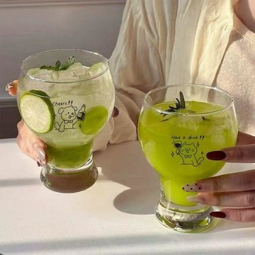 質感優選 玻璃果汁杯高顏值創意透明飲品網紅飲料冷飲奶茶杯奶昔 喝水杯 杯子 玻璃隨行杯 玻璃吸管杯 玻璃水杯 玻璃環保杯