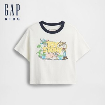 【GAP】Gap × Disney迪士尼嬰兒及幼兒寬版圖案T恤-新款米白(877795)