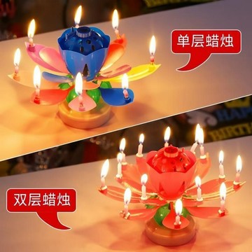 【台灣發貨 特價處理】【30天熱銷1468件】網紅蓮花生日蛋糕蠟燭兒童會開花旋轉唱歌創意浪漫荷花特色帶音樂