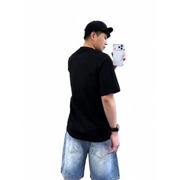 『老爺有喜』重磅極簡休閒素色棉短T(NOF2605S2825)-黑