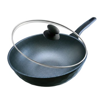 KOREA KING IH蜂巢鈦金花崗岩不沾炒鍋 含蓋  30cm  1盒