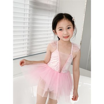 女童泳衣2024新款寶寶公主裙ins風洋氣女孩連體海邊3歲沙灘游泳衣