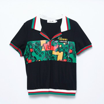 CLL巧玲瓏 創意字母多色拼接有領上衣 8549327