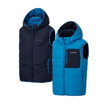 ├登山樂┤日本 mont-bell Thermaland Hooded 幼童化纖背心藍 # 1101655BL