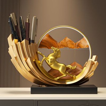 擺件 桌面擺件 風生水起擺件 招財擺件 馬到成功流沙畫擺件 筆筒 裝飾開業禮物