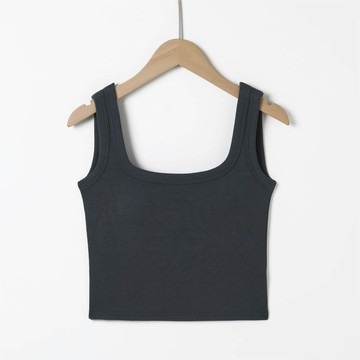 JS - U型美背中短版BRA TOP/附罩杯上衣-深灰色