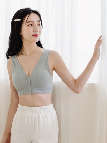 彈力坑條寬肩帶前開釦無鋼圈哺乳內衣(M-3L)