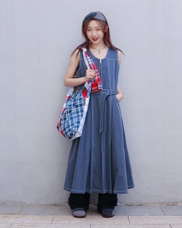 牛仔兩著背心連身裙
