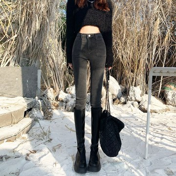 小腳牛仔褲女 小個子高腰牛仔褲 顯瘦時尚修身 百搭 緊身鉛筆褲子潮 韓版超顯瘦鉛筆褲 顯瘦長褲 緊身褲女 小腳褲 百搭褲