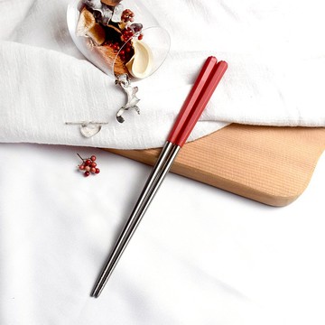 創意六角好筷23cm 中國紅 5雙入