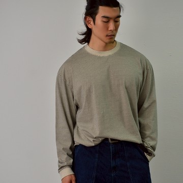 正韓復古水洗純棉細條紋長袖T恤 4色 YUPPIE 預購商品 0923