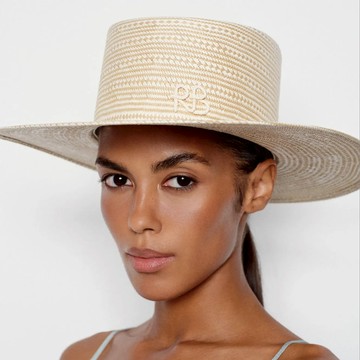 Ruslan Baginskiy RB交叉菱格編織平頂草帽