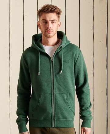 Superdry Men's Men's Mens Green Vintage Logo Embroidered Zip Hoodie, Size: XL