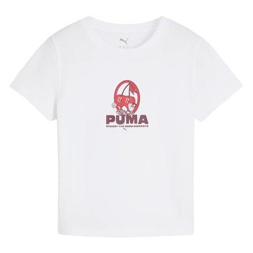 Puma 短袖上衣 女裝 棉質 櫻桃印花 歐規 白【運動世界】63215902