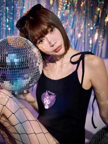 酷洛米．印花細肩帶背心(附綁帶)