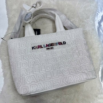 【卡爾｜全新】現貨 KARL LAGERFELD 托特包 滿版 文字 彩標 兩用包｜Little Bee 小蜜蜂精品