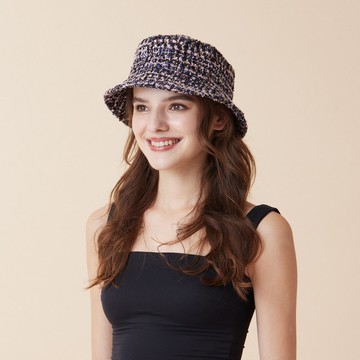 JULIET 花呢桶帽 - 粉&海軍藍