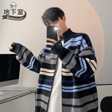 地下室B1-外套 韓系線條針織高領外套 男裝 百搭 男生衣服 長袖上衣 秋冬穿搭【NL684029】