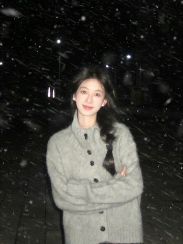 高級感超好看灰色高領毛衣女秋冬季寬松慵懶風針織紐扣開衫外套潮